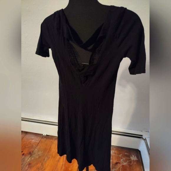 Hi-low midi dress with open back Black Poppy owl design modal - Picture 2 of 8